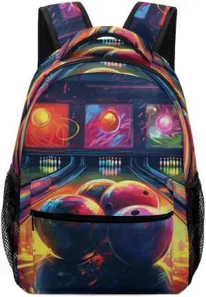 Stylish Backpack, Bowling Balls Print Durable Backpack Travel Backpack Hiking Backpack Ergonomic Backpack Comfortable Backpack