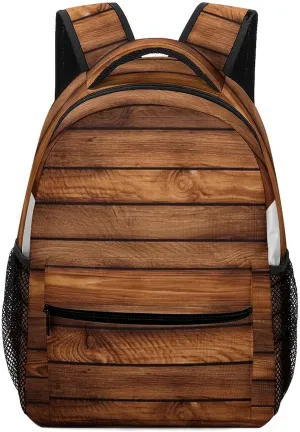 Stylish Backpack, Brown Wooden Print Durable Backpack Travel Backpack Hiking Backpack Ergonomic Backpack Comfortable Backpack