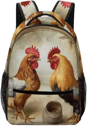 Stylish Backpack, Chicken And Rooster Print Print Durable Backpack Travel Backpack Hiking Backpack Ergonomic Backpack Comfortable Backpack