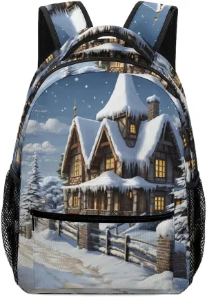 Stylish Backpack, Christmas Winter Happy Scene Print Durable Backpack Travel Backpack Hiking Backpack Ergonomic Backpack Comfortable Backpack