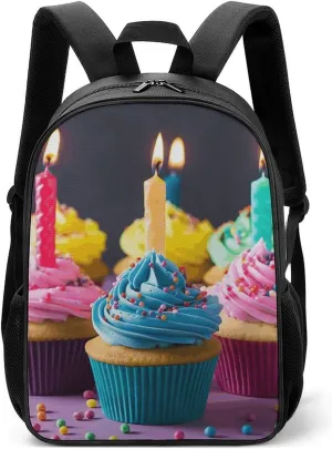 Stylish Backpack, Colorful Happy Birthday Cupcakes Print Durable Backpack Travel Backpack Hiking Backpack Ergonomic Backpack Comfortable Backpack, Style
