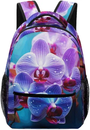 Stylish Backpack, Colorful Orchids Flower Print Durable Backpack Travel Backpack Hiking Backpack Ergonomic Backpack Comfortable Backpack