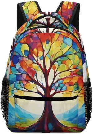 Stylish Backpack, Colorful Tree of Life Print Durable Backpack Travel Backpack Hiking Backpack Ergonomic Backpack Comfortable Backpack, Style