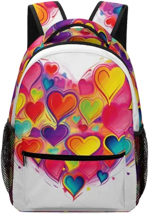 Stylish Backpack, Colourful Heart Print Durable Backpack Travel Backpack Hiking Backpack Ergonomic Backpack Comfortable Backpack