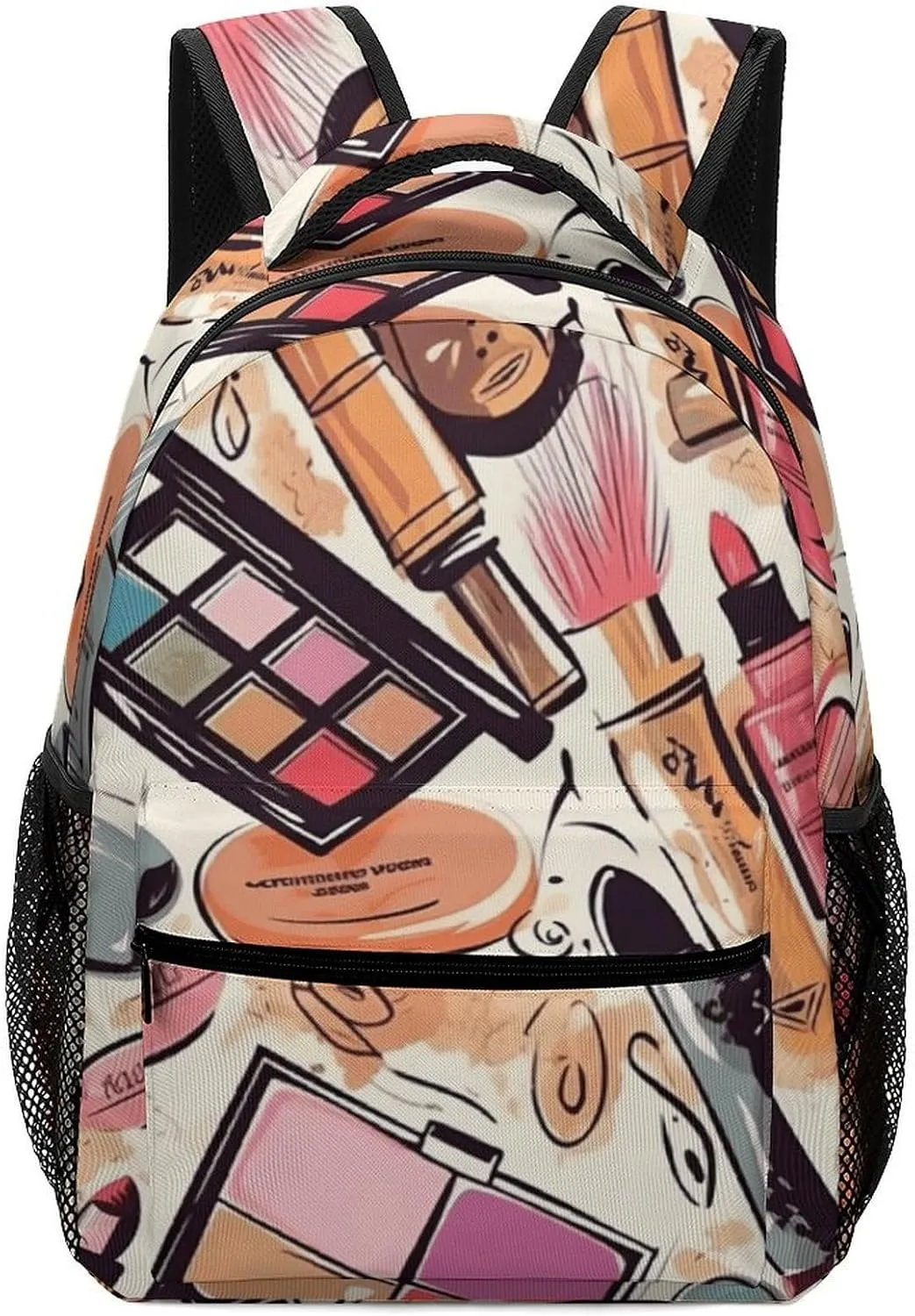 Stylish Backpack, Cosmetic And Makeup Theme Pattern Print Durable Backpack Travel Backpack Hiking Backpack Ergonomic Backpack Comfortable Backpack, Style