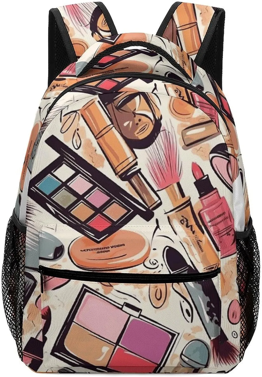Stylish Backpack, Cosmetic And Makeup Theme Pattern Print Durable Backpack Travel Backpack Hiking Backpack Ergonomic Backpack Comfortable Backpack