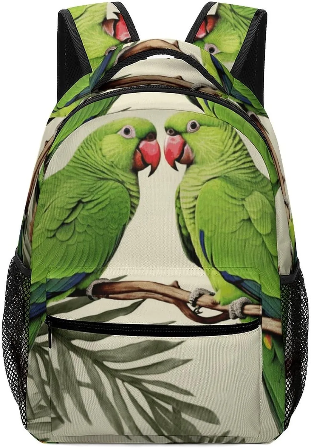 Stylish Backpack, Couple Parrots Olive Print Durable Backpack Travel Backpack Hiking Backpack Ergonomic Backpack Comfortable Backpack