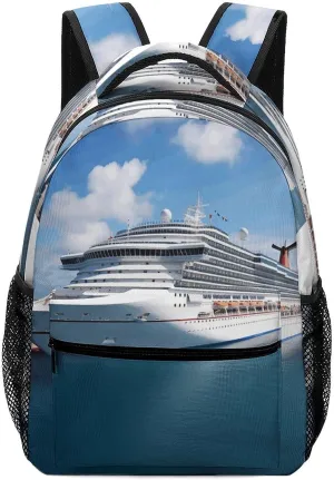 Stylish Backpack, Cruise Ships Print Durable Backpack Travel Backpack Hiking Backpack Ergonomic Backpack Comfortable Backpack