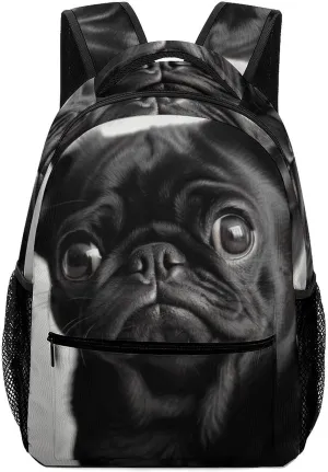 Stylish Backpack, Cute Black Pug Dog Print Durable Backpack Travel Backpack Hiking Backpack Ergonomic Backpack Comfortable Backpack