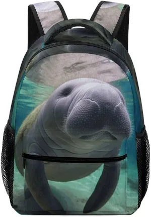 Stylish Backpack, Cute Sea Animal Manatee Print Durable Backpack Travel Backpack Hiking Backpack Ergonomic Backpack Comfortable Backpack, Style