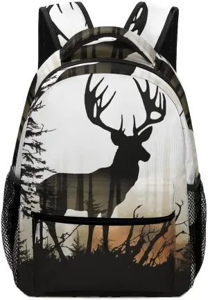 Stylish Backpack, Deer Silhouette Print Durable Backpack Travel Backpack Hiking Backpack Ergonomic Backpack Comfortable Backpack