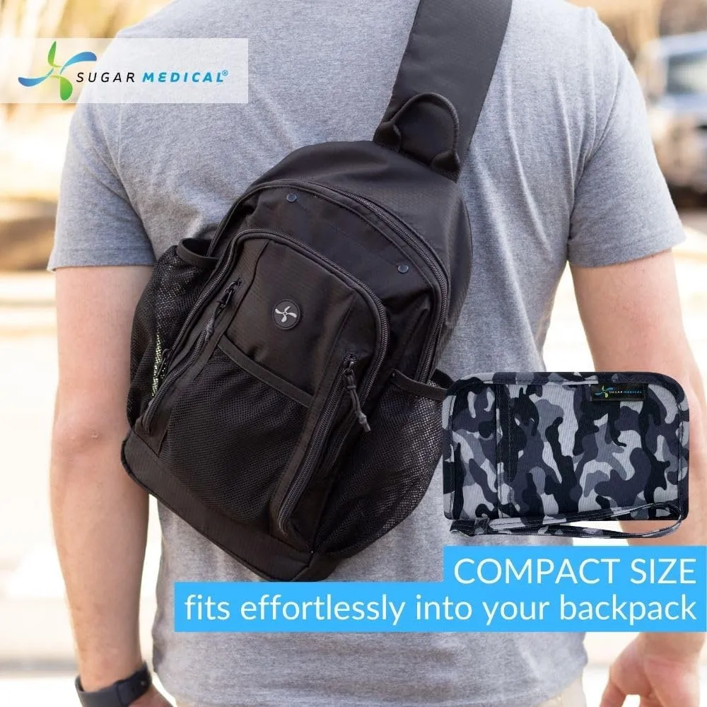 Sugar Medical Diabetes Supply Case | Medical Supplies Travel Bag | Glucose Meter Organizer | Diabetic Care Products | Glucometer Kit (Grey Camo)