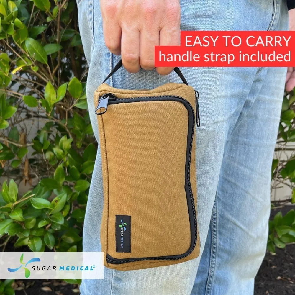 Sugar Medical Insulated Diabetes Insulin Pen Case Organizer – Diabetic Travel Bag for Insulin Pens, Glucose Meter & Supplies with Ice Pack (Hamilton Brown)