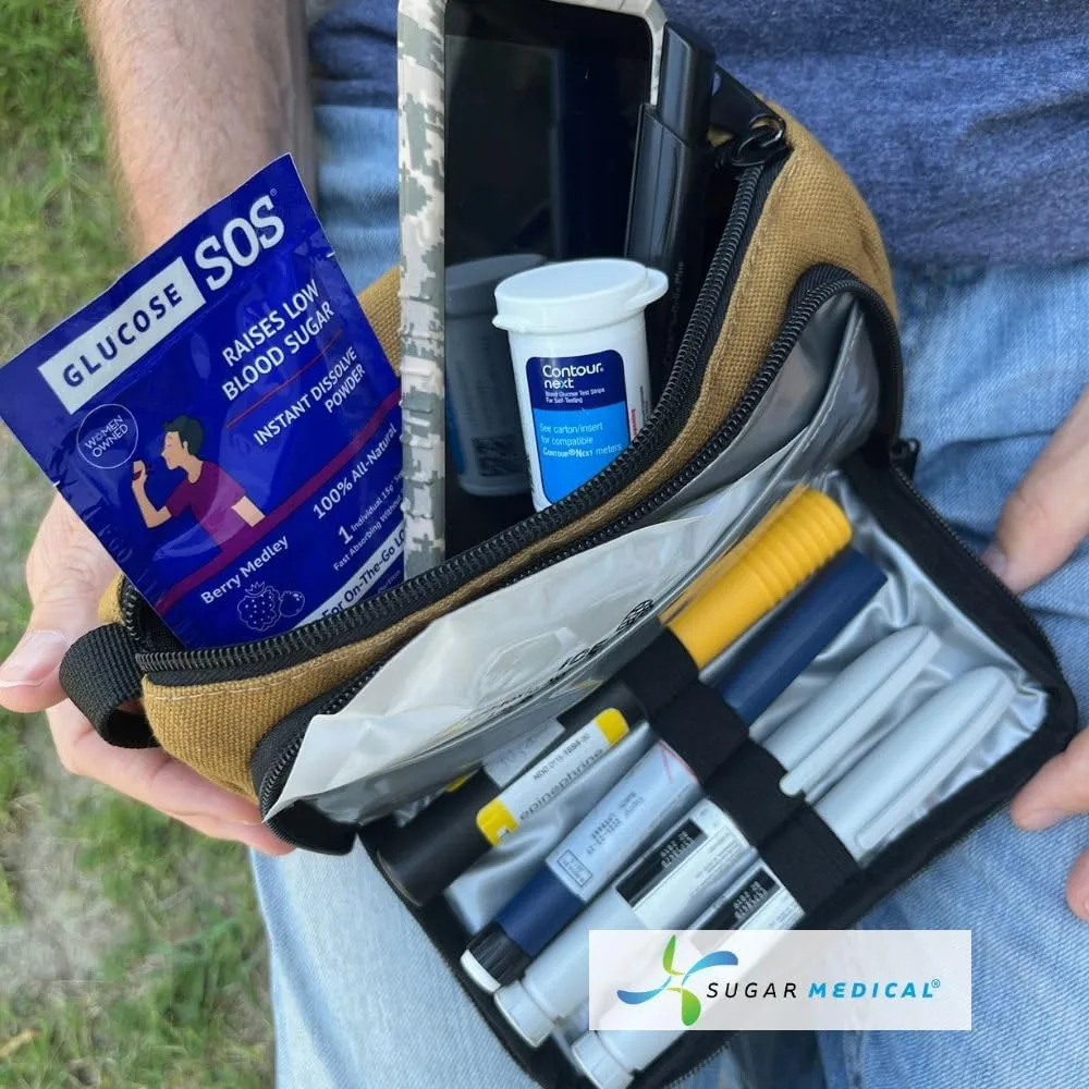 Sugar Medical Insulated Diabetes Insulin Pen Case Organizer – Diabetic Travel Bag for Insulin Pens, Glucose Meter & Supplies with Ice Pack (Hamilton Brown)