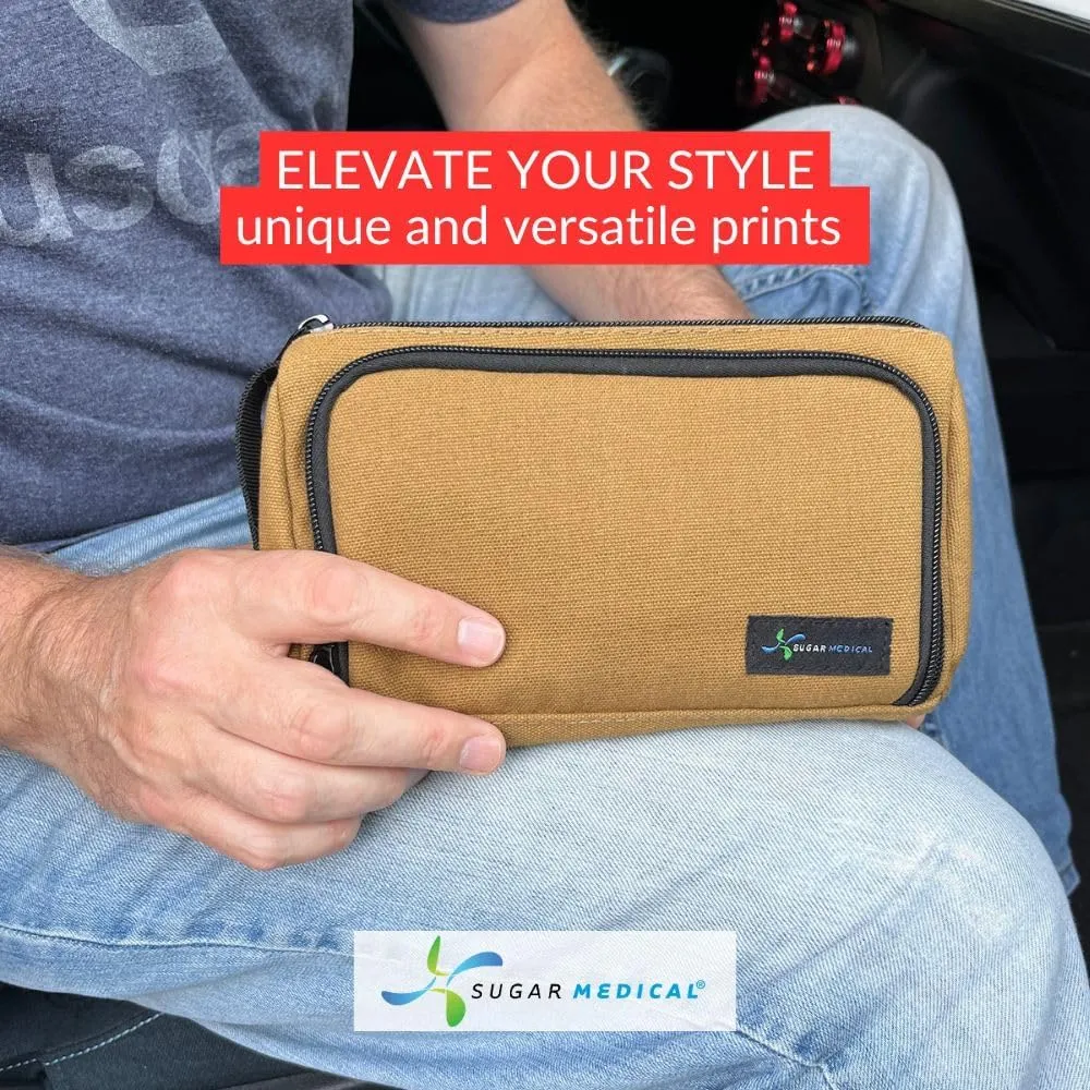 Sugar Medical Insulated Diabetes Insulin Pen Case Organizer – Diabetic Travel Bag for Insulin Pens, Glucose Meter & Supplies with Ice Pack (Hamilton Brown)