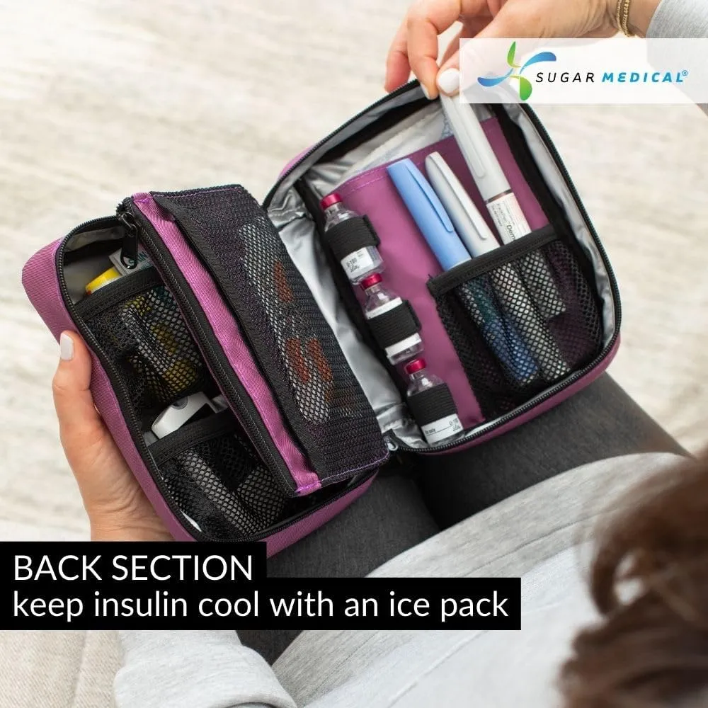 Sugar Medical Insulated Diabetes Organizer | Diabetes Supply Case | Diabetic Care Products | Diabetic Supplies Travel Case | Insulin Pen Case | Glucose Meter Case