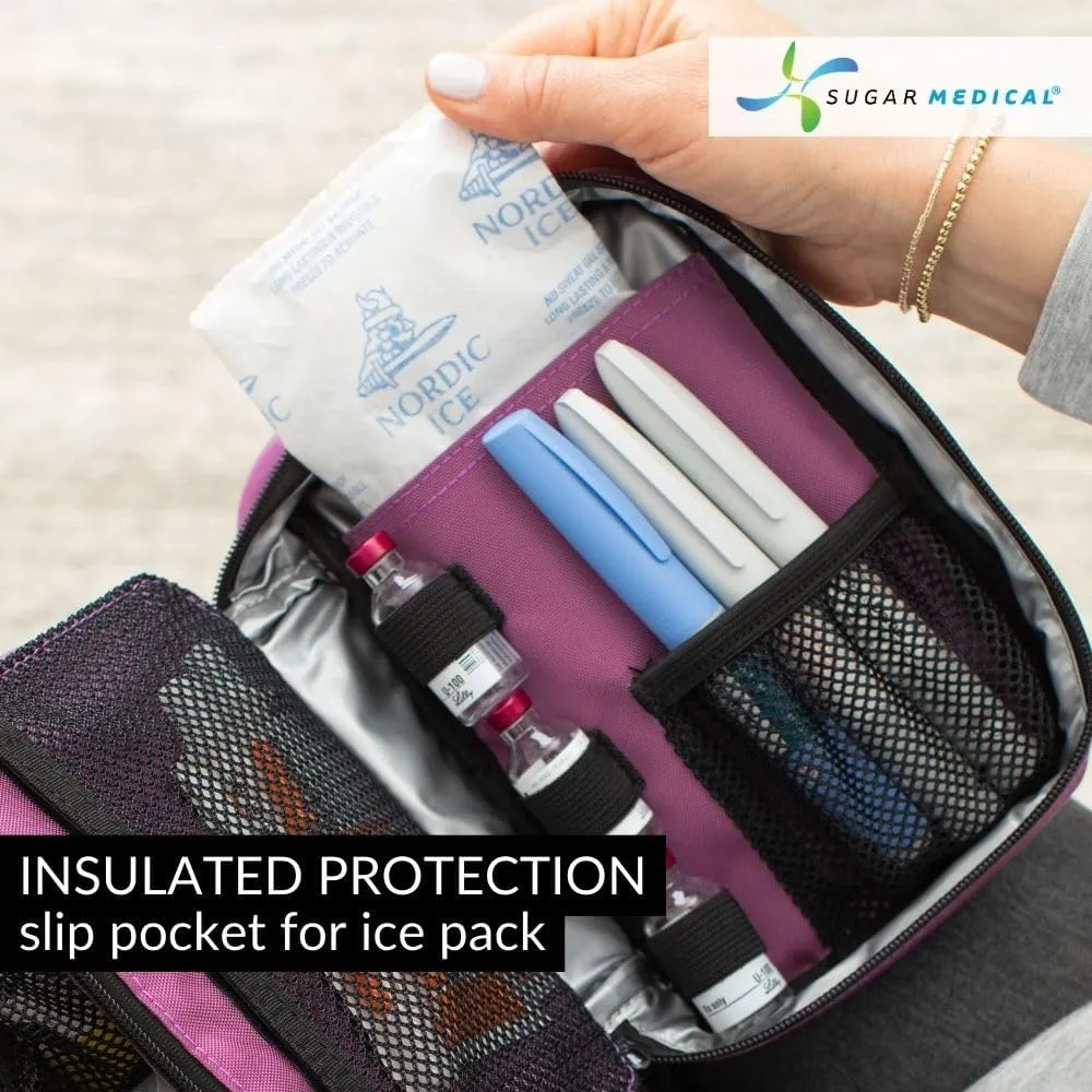 Sugar Medical Insulated Diabetes Organizer | Diabetes Supply Case | Diabetic Care Products | Diabetic Supplies Travel Case | Insulin Pen Case | Glucose Meter Case