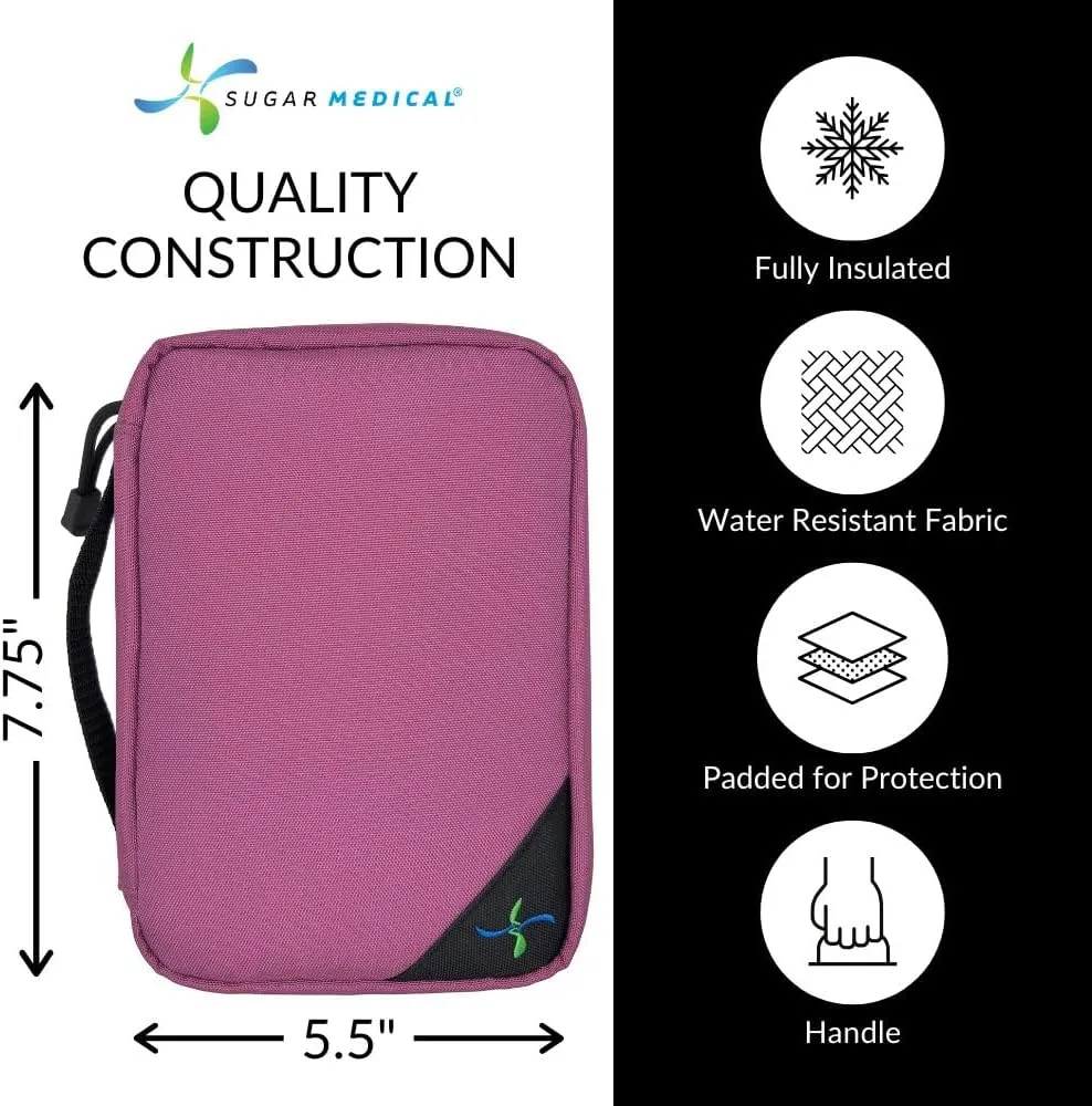 Sugar Medical Insulated Diabetes Organizer | Diabetes Supply Case | Diabetic Care Products | Diabetic Supplies Travel Case | Insulin Pen Case | Glucose Meter Case
