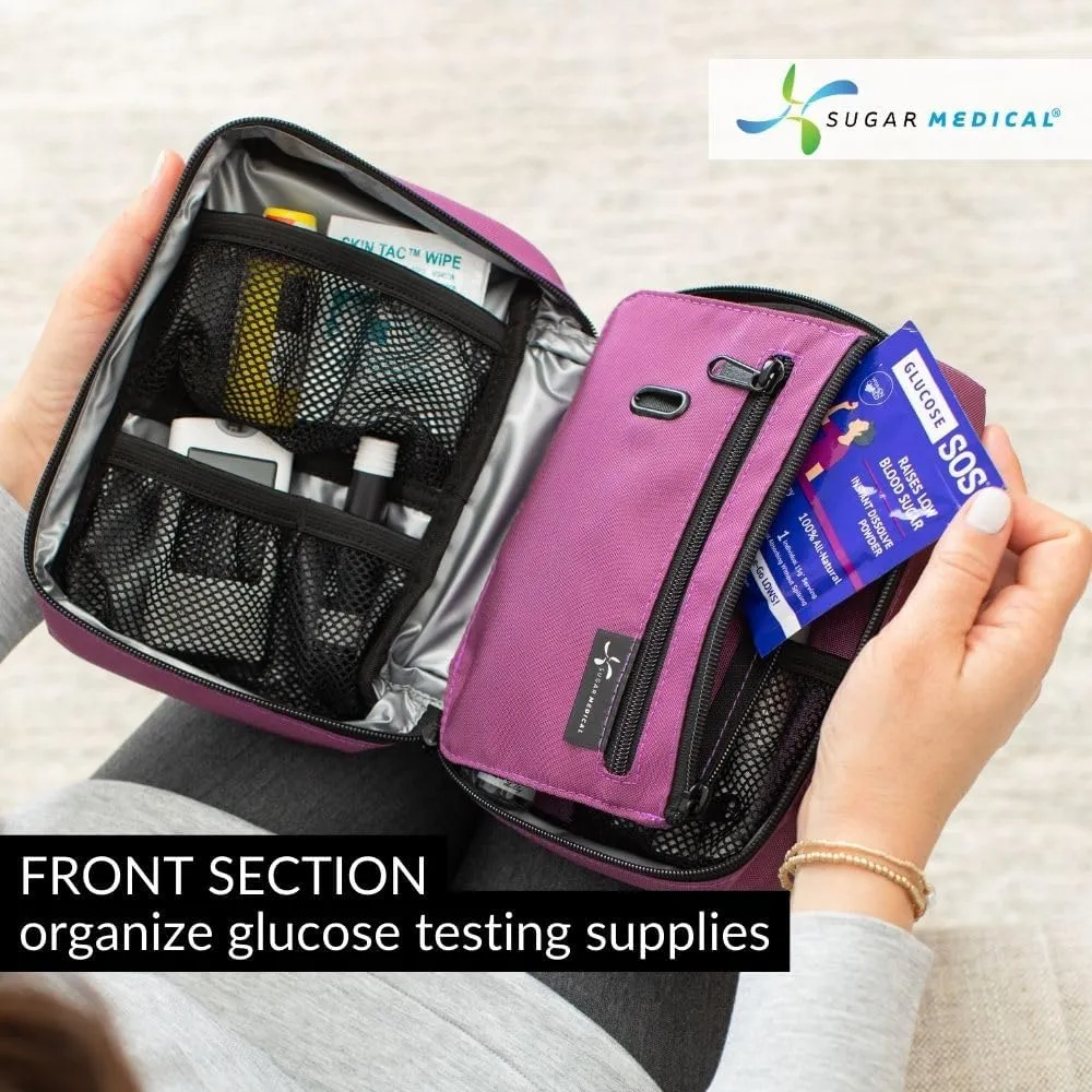 Sugar Medical Insulated Diabetes Organizer | Diabetes Supply Case | Diabetic Care Products | Diabetic Supplies Travel Case | Insulin Pen Case | Glucose Meter Case