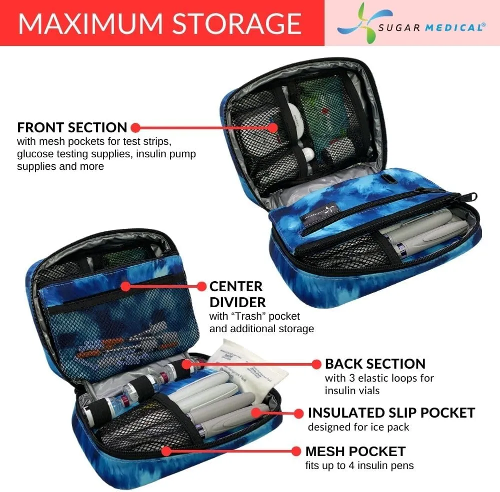 Sugar Medical Insulated Diabetes Organizer | Diabetes Supply Case | Diabetic Care Products | Diabetic Supplies Travel Case | Insulin Pen Case | Glucose Meter Case