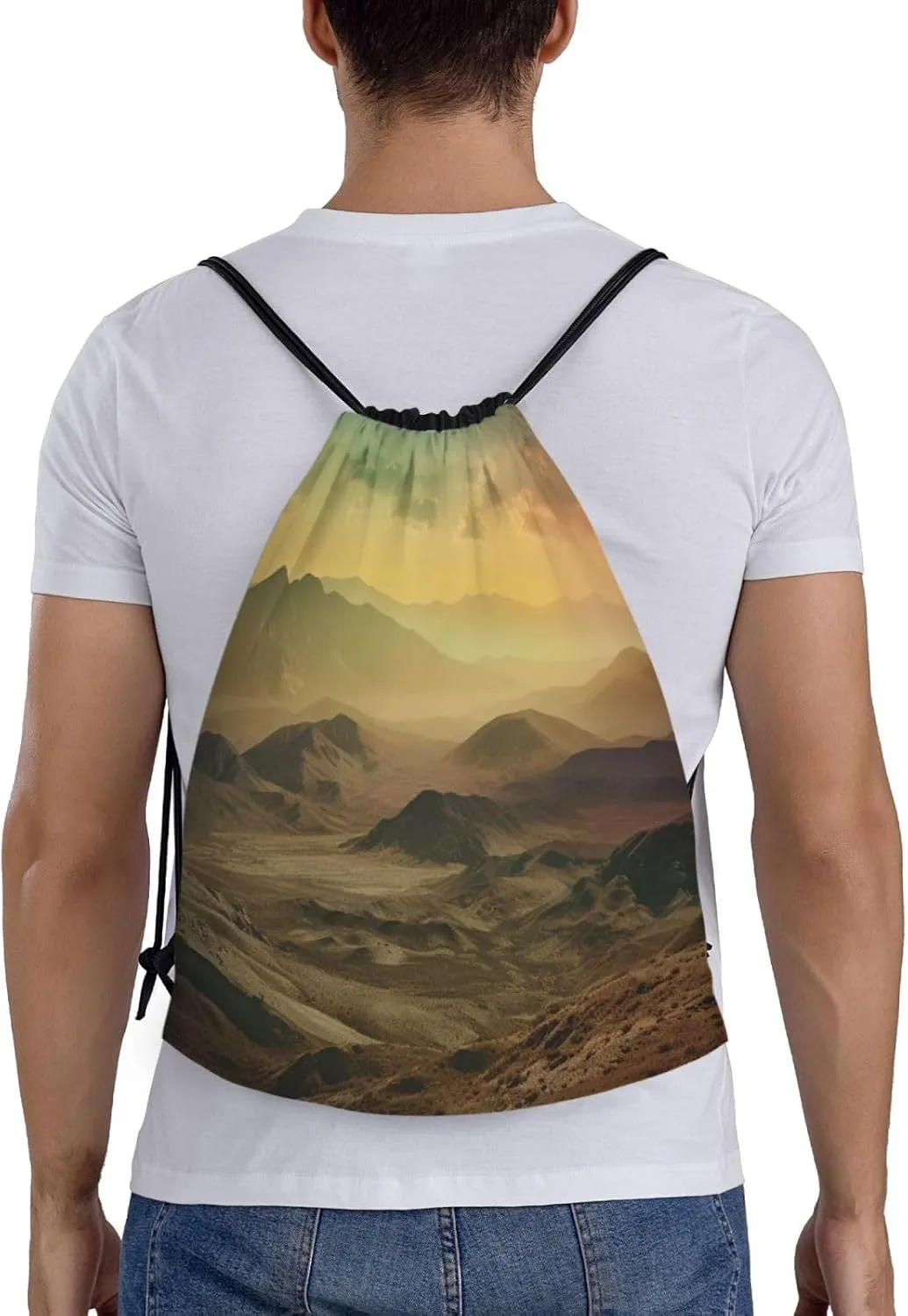 Sunset in Valley Drawstring Backpack Draw String Bag Sports Gym Bags Cinch Bag Gift Bags Travel Sackpack