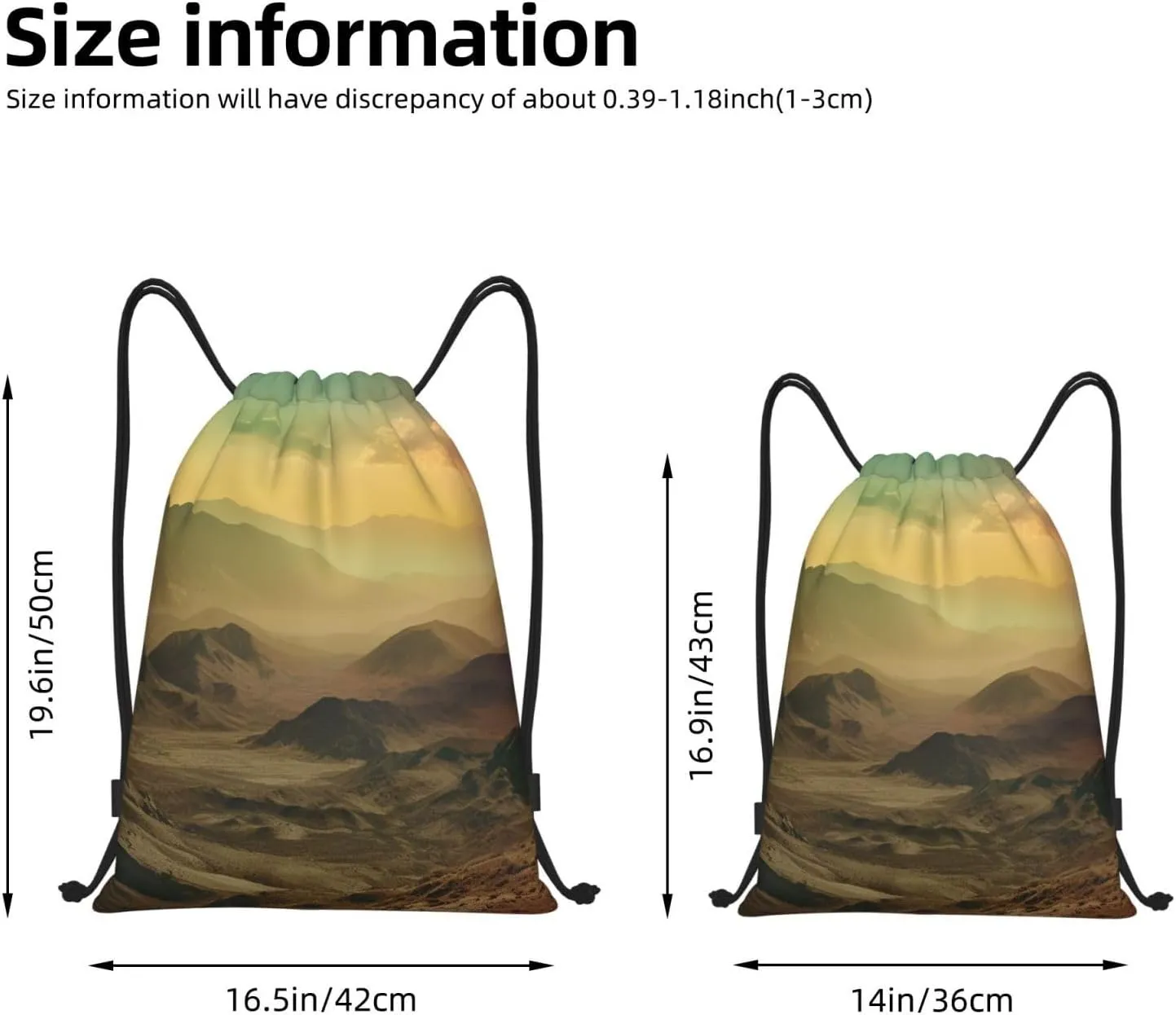 Sunset in Valley Drawstring Backpack Draw String Bag Sports Gym Bags Cinch Bag Gift Bags Travel Sackpack