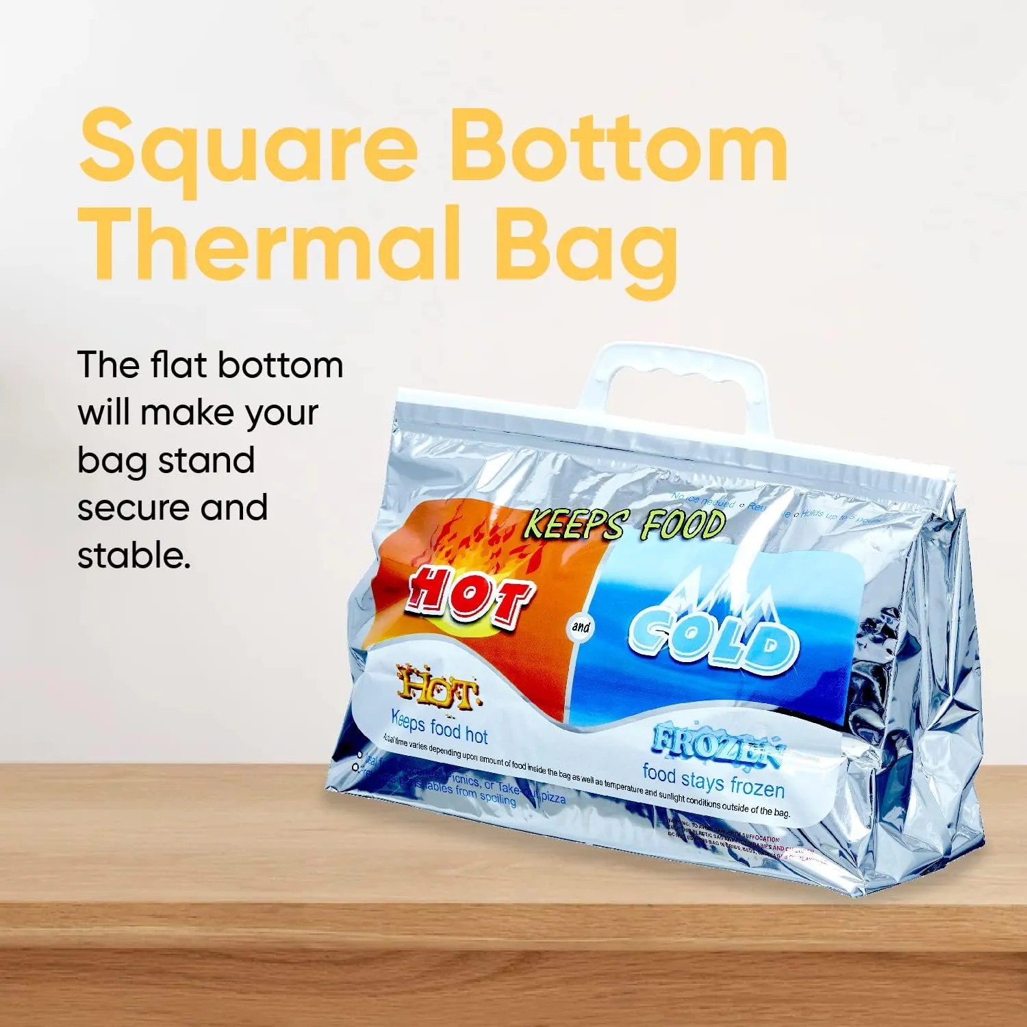 Superio Hot and Cold Insulated Bags for Food Delivery, Grocery Shopping Bags, Food Storage for Hot and Frozen Food for Travel, Disposable Cooler Bag, Reinforced Thermal Lunch Bag (2, 13"x5.5"x8.5")