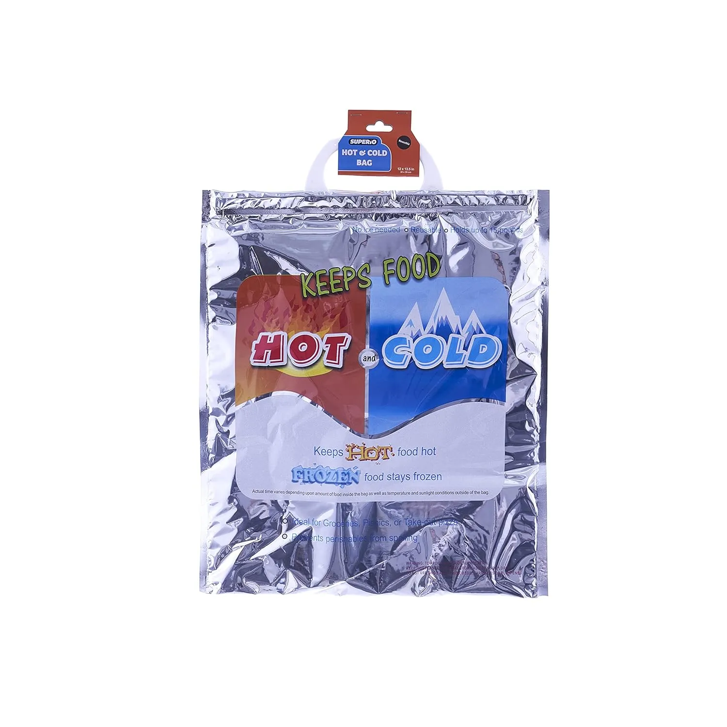 Superio Hot and Cold Insulated Bags for Food Delivery, Grocery Shopping Bags, Food Storage for Hot and Frozen Food for Travel, Disposable Cooler Bag, Reinforced Thermal Lunch Bag (6, 12"x13.5")