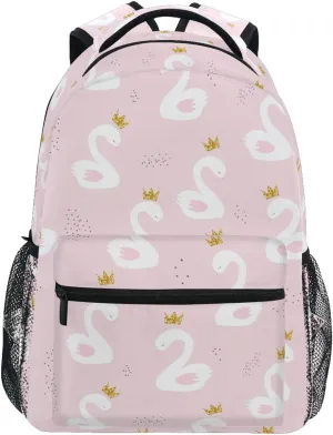 Swan Pattern Boys Girls Kids School Backpacks Bookbag, School Bag Daypack Travel Backpack