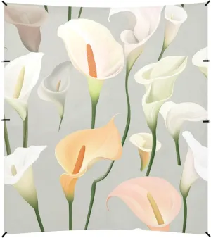 Sweet Calla Lily Neutral Flower Beach Cabana UPF50 Waterproof Large Sun Shelter with Sand Pockets for Backyard, Grassland, Park