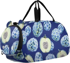 Sweet Fruit Royal Blue Duffel Gym Bags with Shoes Compartment Multifunctional Sport Gym Tote Bags for Boys and Girls
