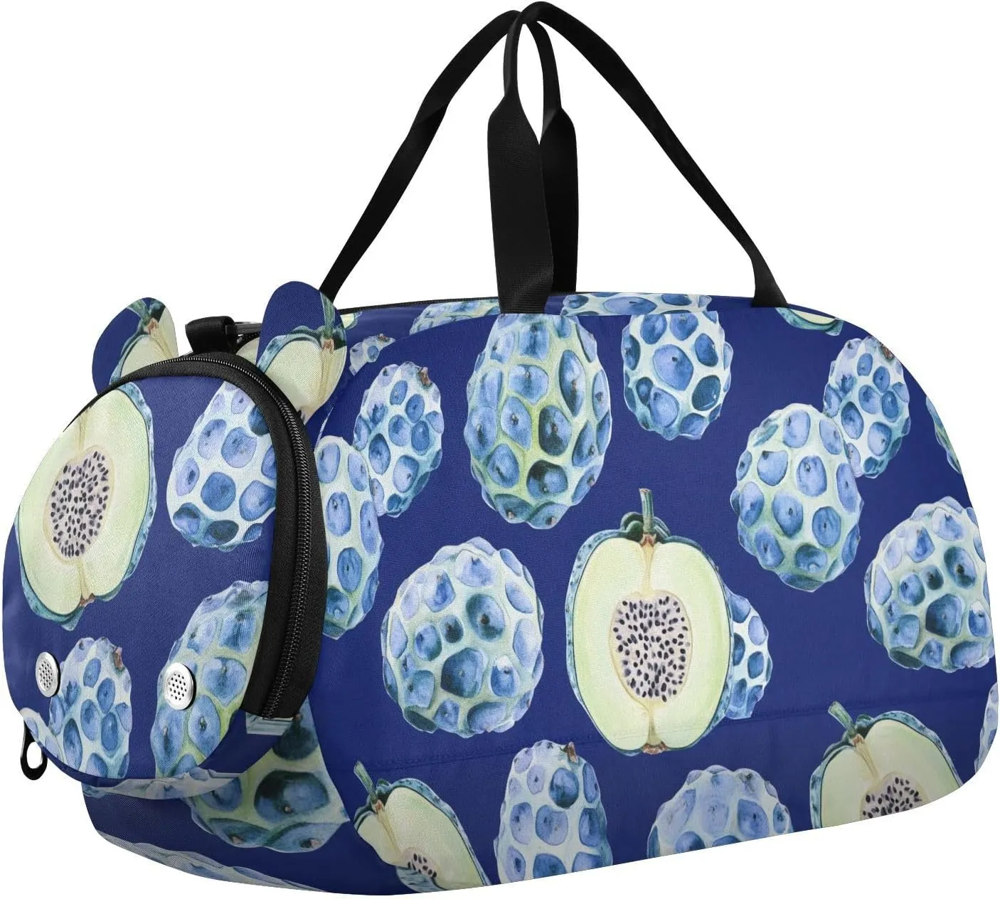Sweet Fruit Royal Blue Duffel Gym Bags with Shoes Compartment Multifunctional Sport Gym Tote Bags for Boys and Girls