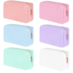 Sweetude 6 Pcs Nylon Makeup Bag Travel Nylon Pouch Zipper Cosmetic Bag for Purse Women Girls Organizer Makeup Pouch for Birthday Wedding Mother's Day Graduation Gifts(XL,Assorted Color)