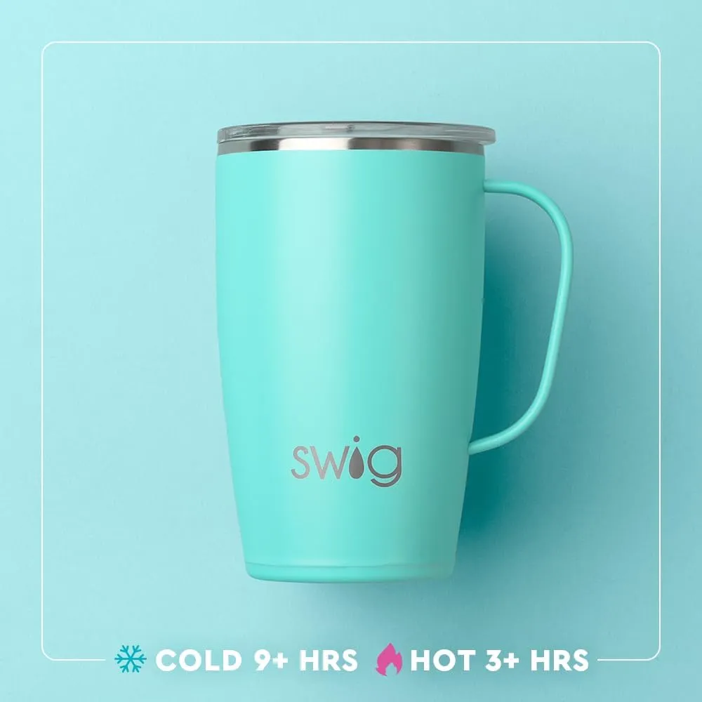 Swig Life 18oz Travel Mug, Insulated Tumbler with Handle and Lid, Cup Holder Friendly, Dishwasher Safe, Stainless Steel, Travel Coffee Cup (Caliente)
