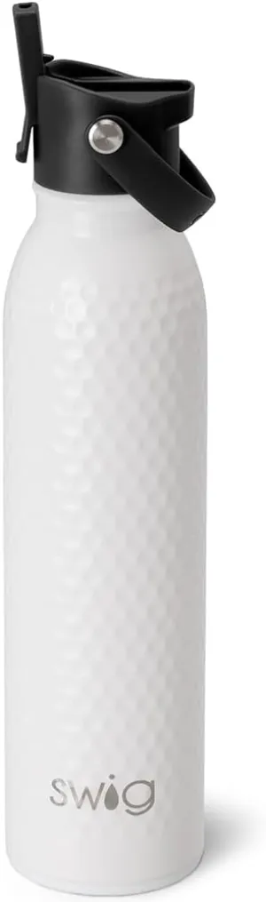 Swig Life 20oz Insulated Water Bottle, Travel Water Bottle with Straw and Lid, Cup Holder Friendly, Stainless Steel (Golf Ball)