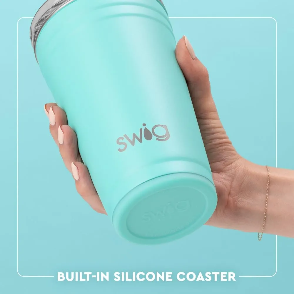 Swig Life 24oz Party Cup, Stackable Insulated Travel Coffee Tumbler with EZ Slider Lid, Cup Holder Friendly Travel Thermos, Stainless Steel 24 oz Tumbler, Reusable Coffee Mug (Navy)