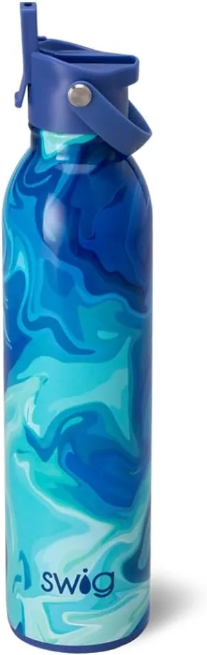 Swig Life 26oz Insulated Water Bottle, Travel Water Bottle with Straw and Lid, Cup Holder Friendly Bottles, Stainless Steel 26 oz Tumbler, Reusable Lid (Blue Lagoon)