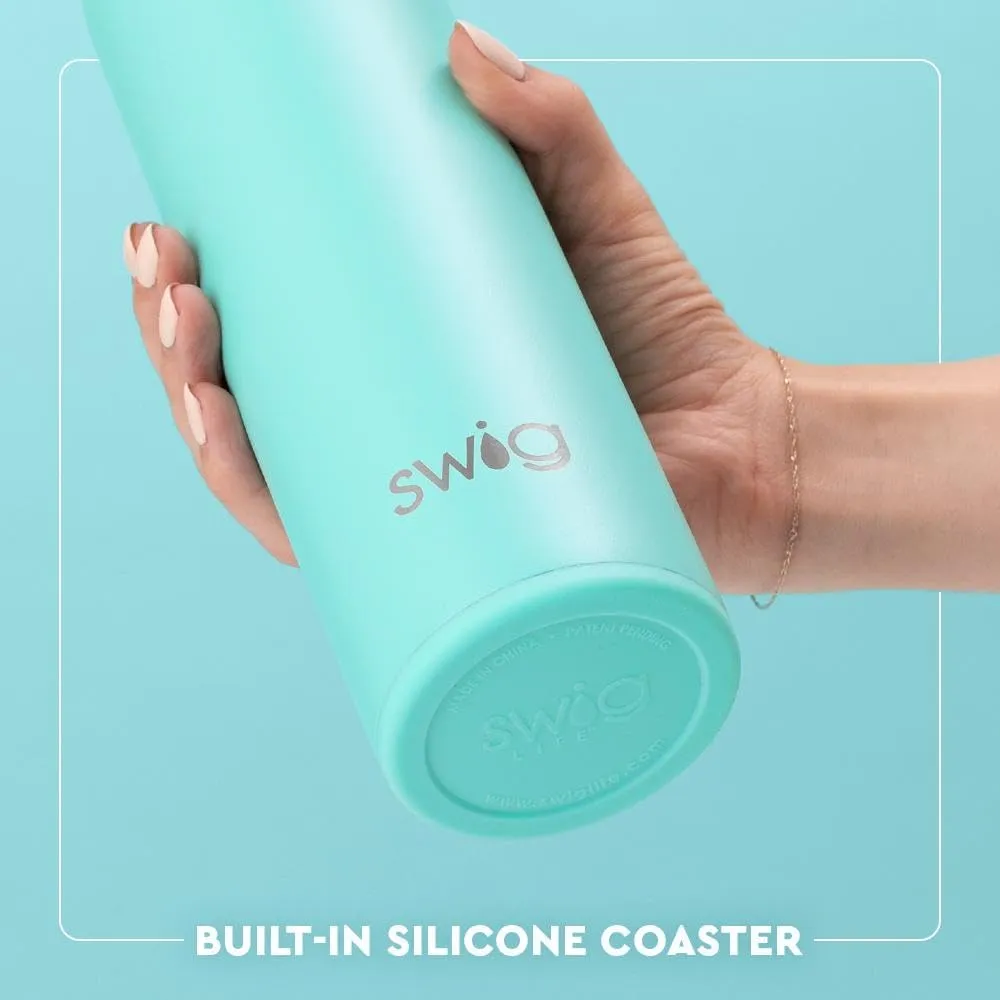 Swig Life 26oz Insulated Water Bottle, Travel Water Bottle with Straw and Lid, Cup Holder Friendly, Stainless Steel (Check Mate)