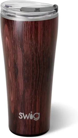 Swig Life 32oz Insulated Tumbler, Travel Coffee Tumbler with Lid, Cup Holder Friendly Travel Coffee Mug, Stainless Steel Thermos with Lid (Bourbon Barrel)