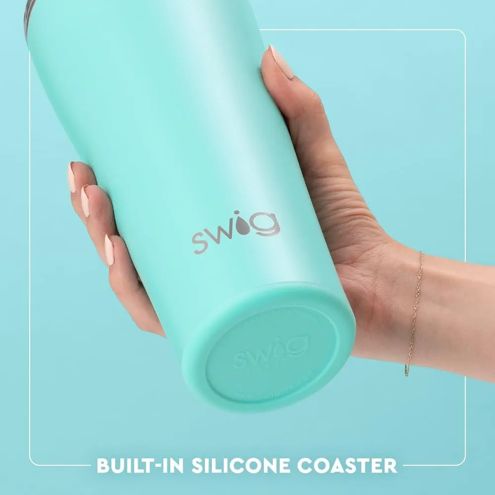 Swig Life 32oz Insulated Tumbler, Travel Coffee Tumbler with Lid, Cup Holder Friendly Travel Coffee Mug, Stainless Steel Thermos with Lid (Bourbon Barrel)
