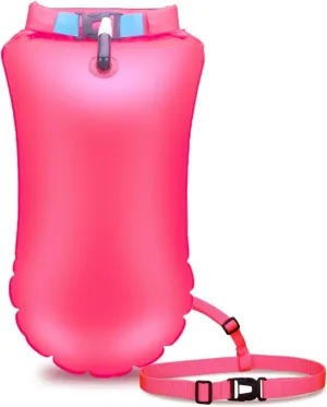 Swim Buoy for Open Water, High-Visibility Swim Safety Float Waterproof Dry Bag for Swimmers Triathletes Kayakers Snorkelers, Swimming Open Water Buoy for Safer Swim Training