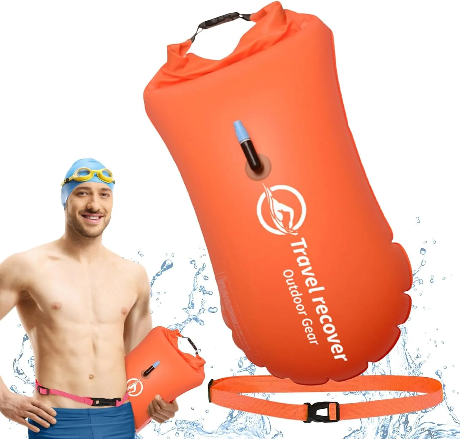 Swim Buoy Open Water - Swim Safety Float, Swimming Float Buoy | Swim Safety Float Drybag for Open Water,Swimming Buoy with Adjustable Waist Belt, Large Swimming Pool Buoy, Dry Bag for Adults for Open