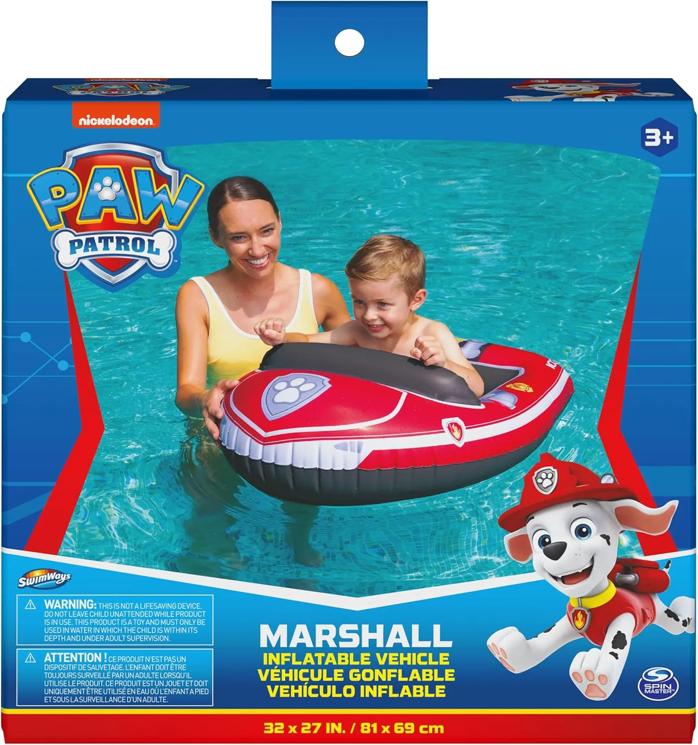 SwimWays Paw Patrol Paddlin' Pups Pool Toys & Outdoor Games, Bath Toys & Pool Party Supplies for Kids Aged 4 & Up, No Batteries Required, Skye
