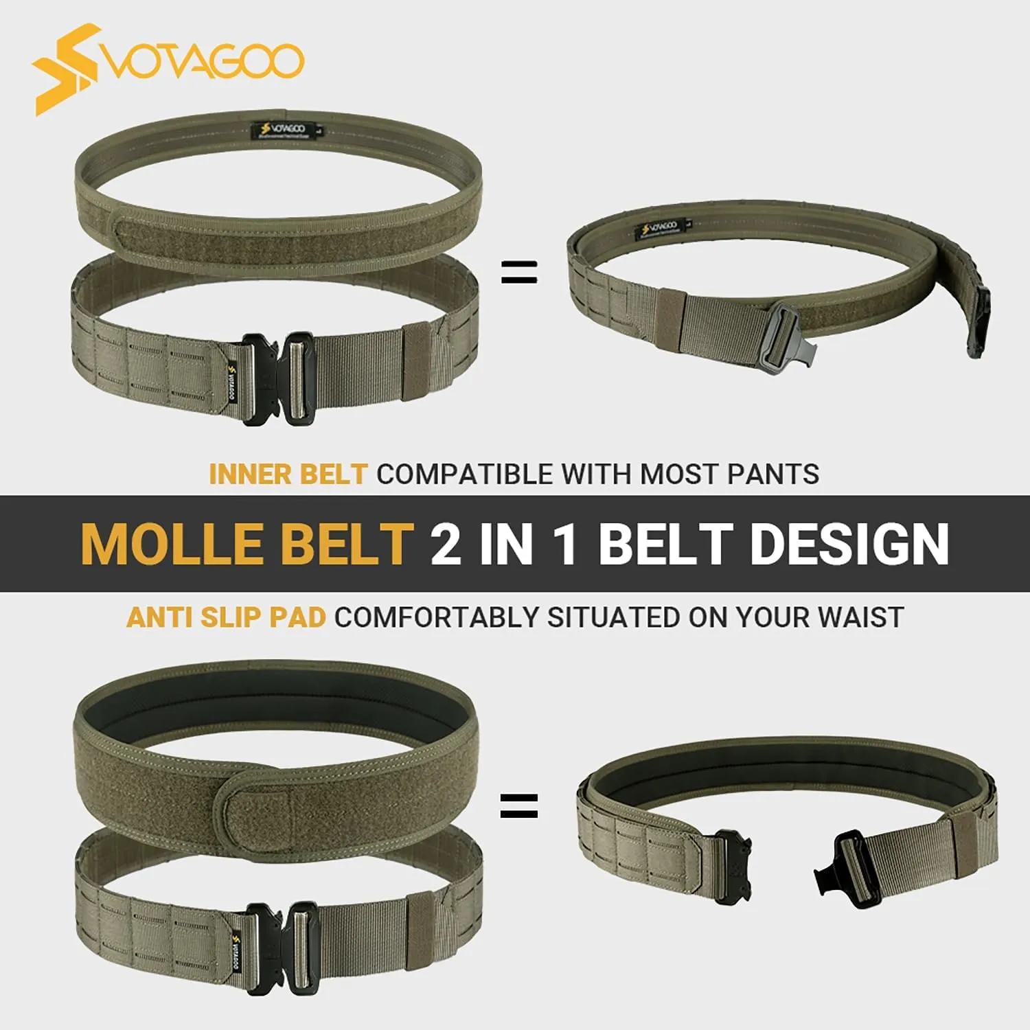 Tactical Battle Belt with Quick Release Buckle MOLLE System, Heavy Duty Gun Holster Belt