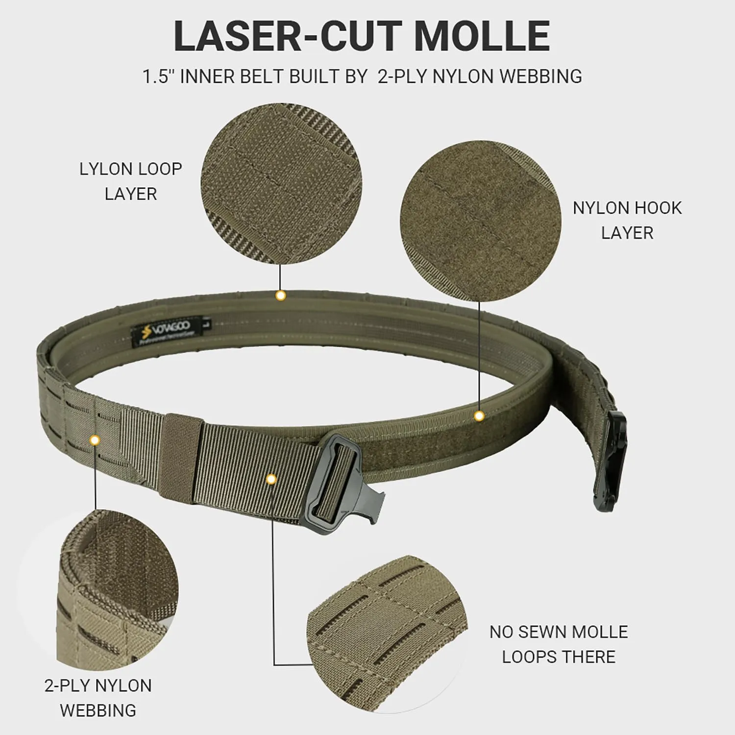 Tactical Battle Belt with Quick Release Buckle MOLLE System, Heavy Duty Gun Holster Belt