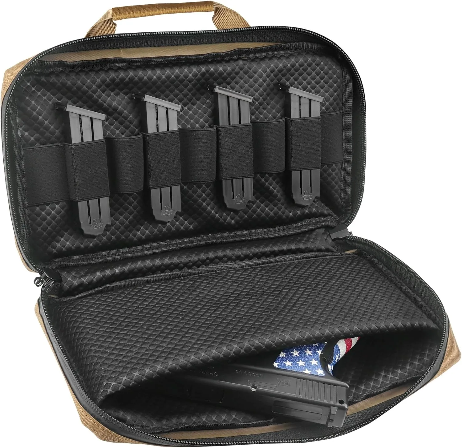Tactical Handheld Bag - Lightweight Waterproof Oxford EDC Carryall with Reinforced Handles, Military-Grade Durability (14.37"x8"x3.9", 0.74lbs) in Khaki/Black/Camo