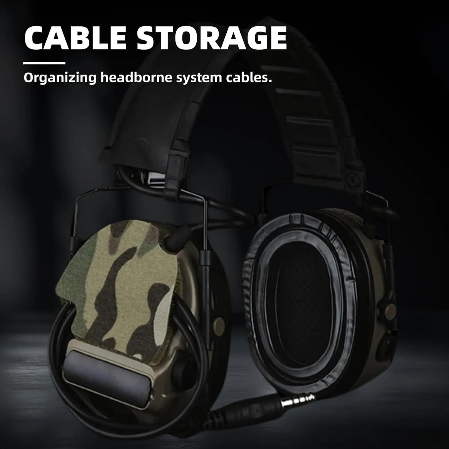 Tactical Headset Camo Hook Loop Patches Compatible for Peltor Comtac II/III/V/VI as PTT U-174/U Cable Ties Routing Organizer, Headset Mod Camouflage Kit (MCAD)