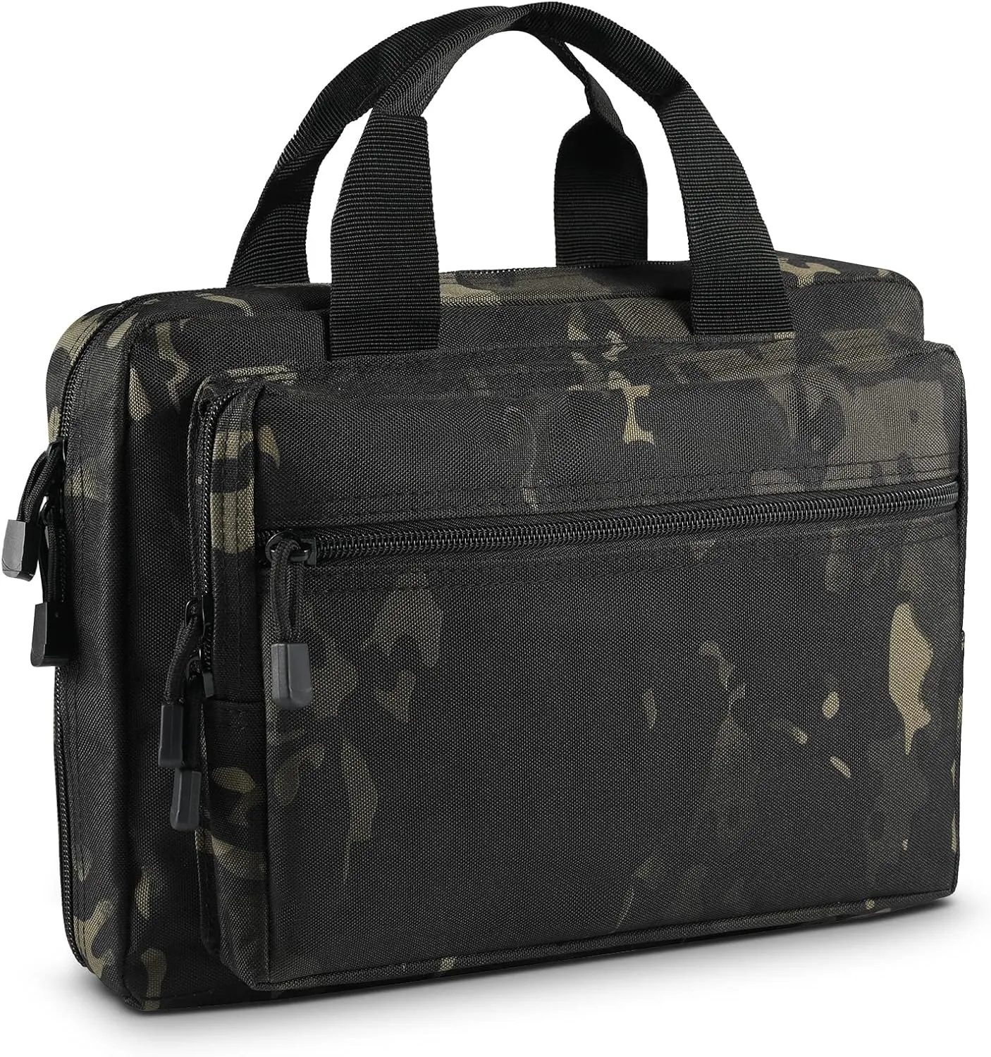Tactical Pistol Case, Padded Handgun Firearm Case Double Shooting Gun Range Duffle Bag with Multiple Magazine Slots for Hunting Shooting Outdoor Activities