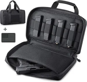 Tactical Pistol Gun Case Bag for Handguns, Gun Rang Bag Hand Gun Case for Pistols Soft Gun Carrying Case with Lockable Zipper Padded Firearm Case for Shooting Range