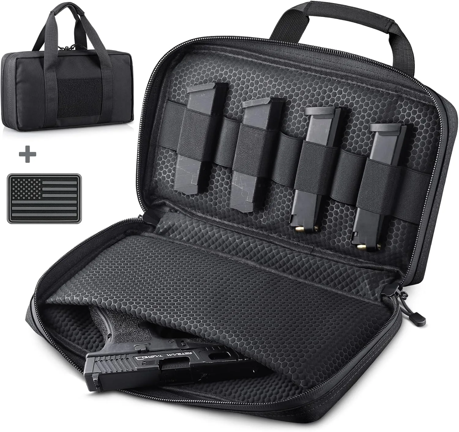 Tactical Pistol Gun Case Bag for Handguns, Gun Rang Bag Hand Gun Case for Pistols Soft Gun Carrying Case with Lockable Zipper Padded Firearm Case for Shooting Range